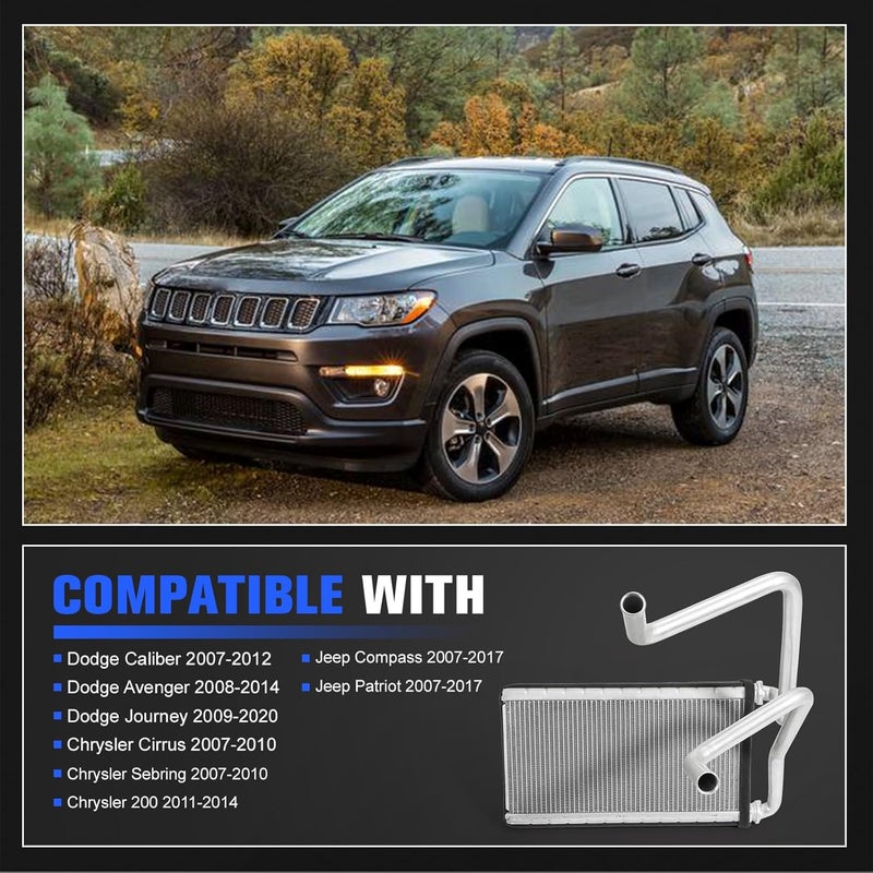 loosoo 99380 HVAC Heater Core Compatible with Dodge Caliber Avenger Journey Chrysler 200 Cirrus Sebring Jeep Compass Patriot 2007-2020, Replace 5191347AA, 5191347AB 5191347AC HT399426C, Aluminum - Image 2